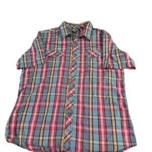 Micros Pearl Snap Shirt Short Sleeve Plaid Sz. LG.